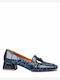 Leather Women's Loafers in Blue Color