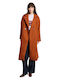 Carmela Γυναικείο Burnt Orange Παλτό με Κουμπιά