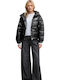 Women's Crop Lifestyle Jacket for Winter Black