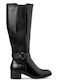 Synthetic Leather Riding Boots Black