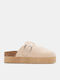 Leather Winter Women's Slippers Beige