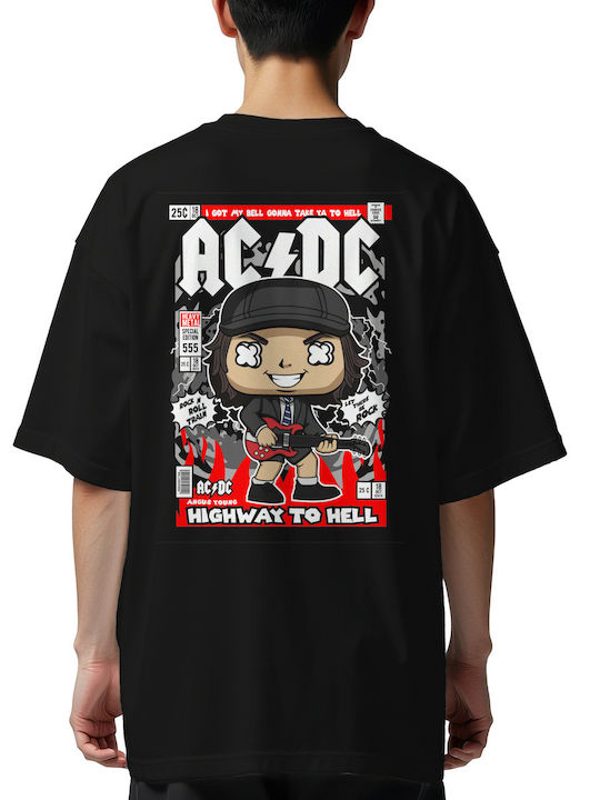 Tricou Oversized Angus Young AC/DC Pop Culture Negru
