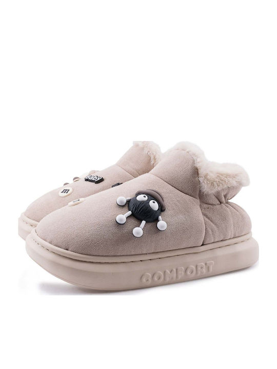 Adam's Shoes Κλειστές Γυναικείες Παντόφλες Μπεζ
