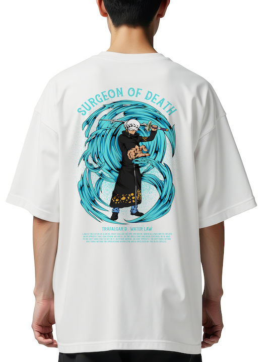 Tricou Oversized One Piece Law Pop Culture Alb