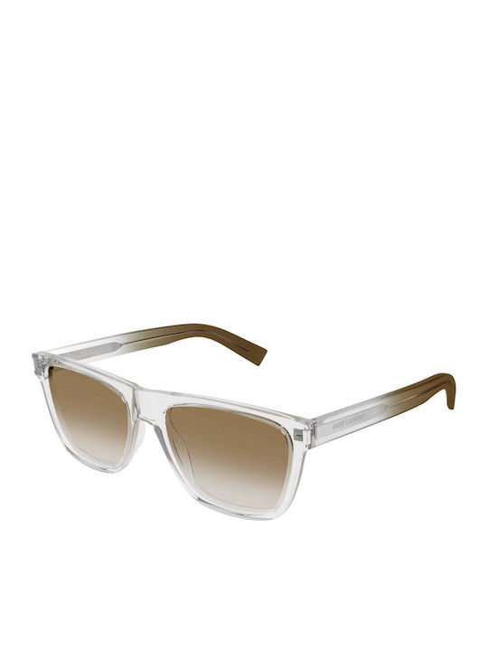 Ysl Unisex Sonnenbrille mit Transparent Kunststoff Gestell und Braun Linse SL 619 007