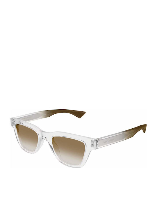 Ysl Unisex Sunglasses with Transparent Plastic Frame and Brown Lens