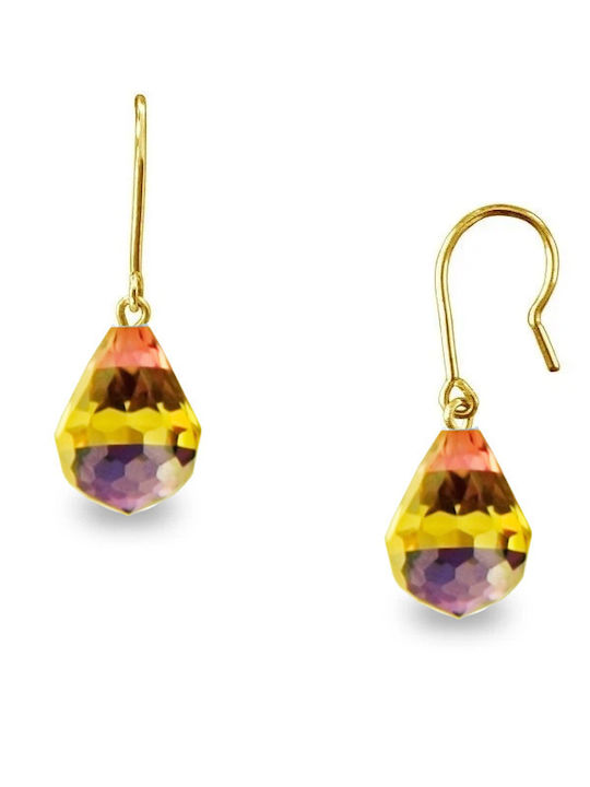 14K Gold Earrings Faceted Multi-Color Quartz Base F123574mc