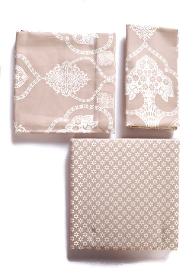 Comfort Bettwäsche-Set King Size 270x245cm. Beige 4Stück