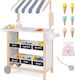 Costway Kids Wooden Ice Cream Cart 6 Ice Creams 2 Shelves Grey Tp10051wh