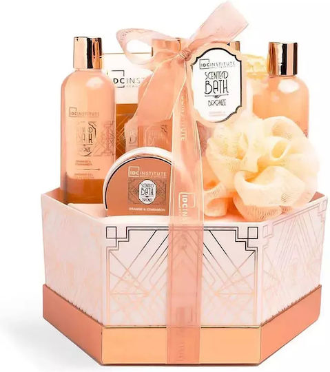 IDC Institute Scented Bath Orange & Cinnamon Skin Care Set for Body Cleaning 8pcs