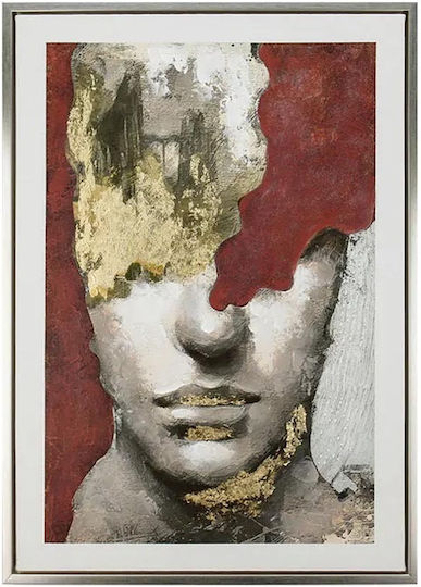 Canvas Painting Portrait Red Gold Grey Embossed Effect Frame 50x70x3.8cm 10/box