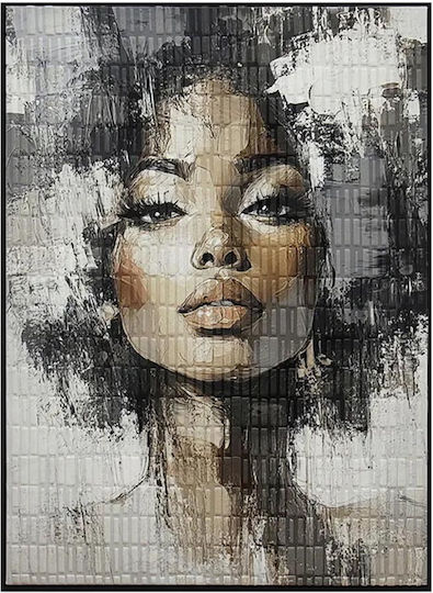 Canvas Painting Woman-Calm Black and White Gold Embossed Effect Frame 60x80x3.5cm 15/box
