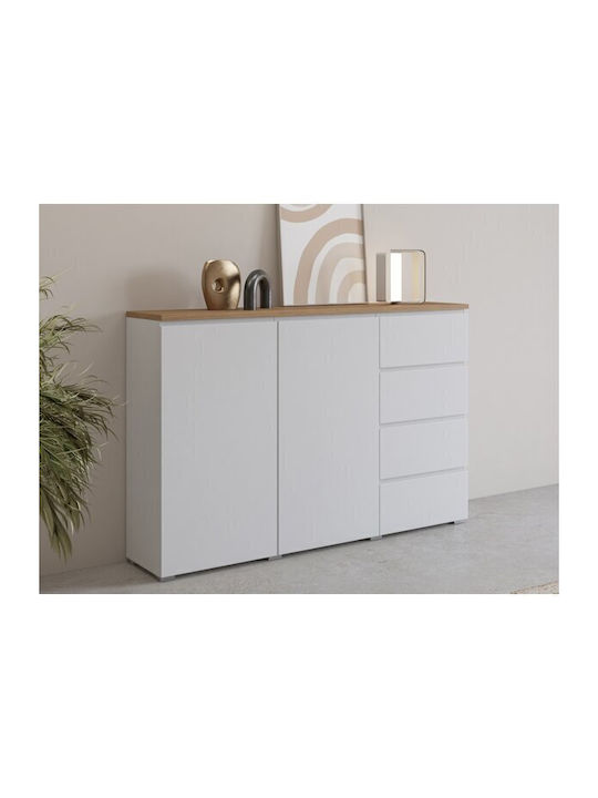 Sideboard Baletu 104 Wooden with Drawers Oak, White 35x35x150cm