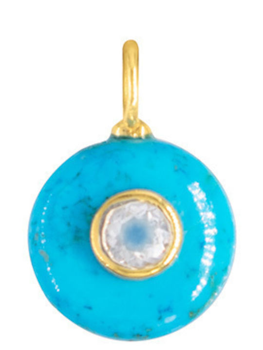 Pandantiv 925 Argint Placat Cu Aur Turcoaz Zircon F126575t