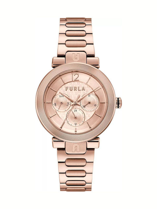Furla Damen Uhr mit Rose Gold Metallarmband