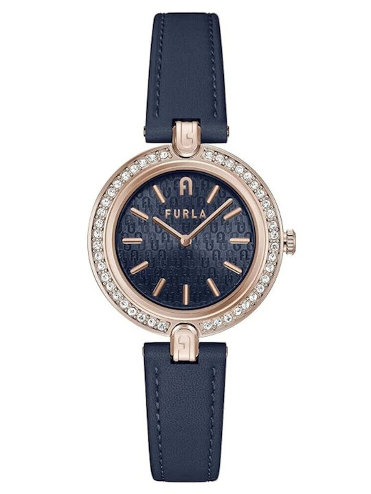 Furla Damen Uhr mit Blau Lederarmband