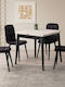 Totem Table Dining Room Extendable Wooden with Plastic Frame Travertine Black 80x80x75cm