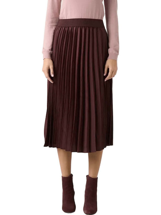 MORE & MORE Plissiert Hochtailliert Midi Rock Brown