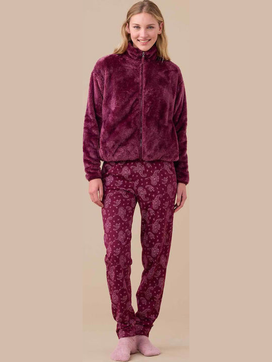 Noidinotte Winter Women's Robe Burgundy