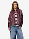 Women's Leather Long Sleeve Shirt Violet