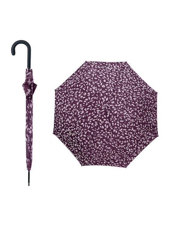Rain Automatic Umbrella with Walking Stick Purple