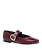 Leder Damen Ballerinas mit Riemchen Burgundisch