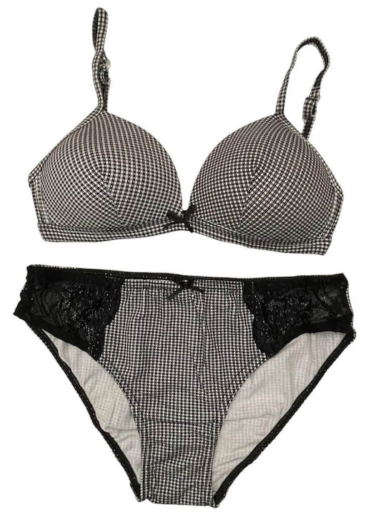 Jadea Lace Underwear Set with Bra & Slip Black