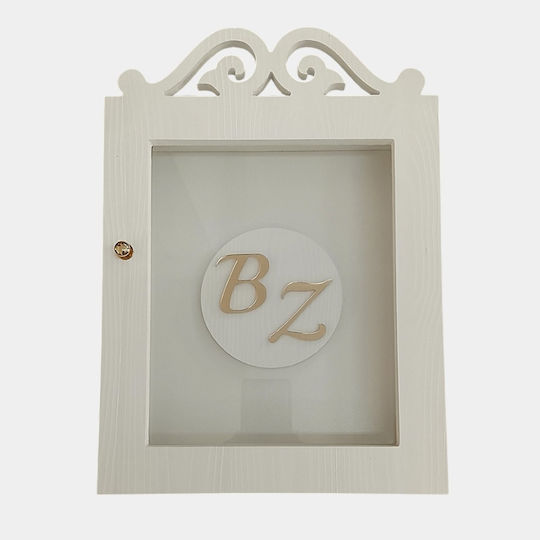 WoodStudio Wall Wedding Crown Case Rectangular Wooden with Monograms 26x36cm (Personalized)