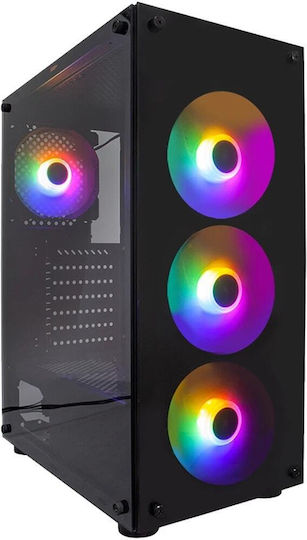 1STPLAYER V3-B RGB Геймърско Midi Tower Компютърна Кутия с Страничен Прозорец Черна