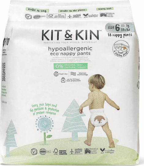 Kit & Kin Πάνες Βρακάκι No. 6 για 12-17kg 18τμχ