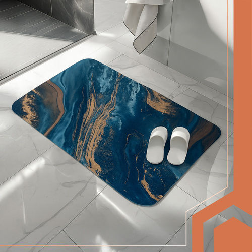 Rutschfest Badematte Synthetisch,Polyester/Cotton/Leather Rechteckig ZY12593QWS59 Turquoise/gold 60x40cm