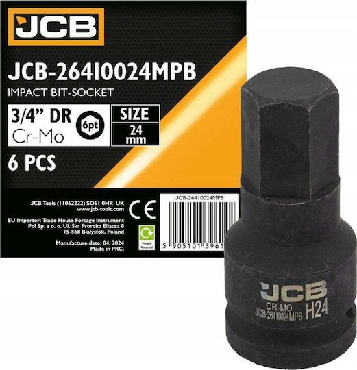 JCB Καρυδάκι Αέρος Εξάγωνο με Καρέ Υποδοχής 3/4" Διάμετρος 3/4" / 24