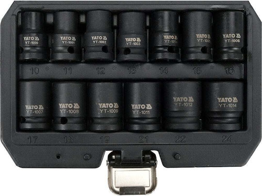 Yato Sockets Pneumatic with Frame Host 1/2 Inch Set of 13 Pieces