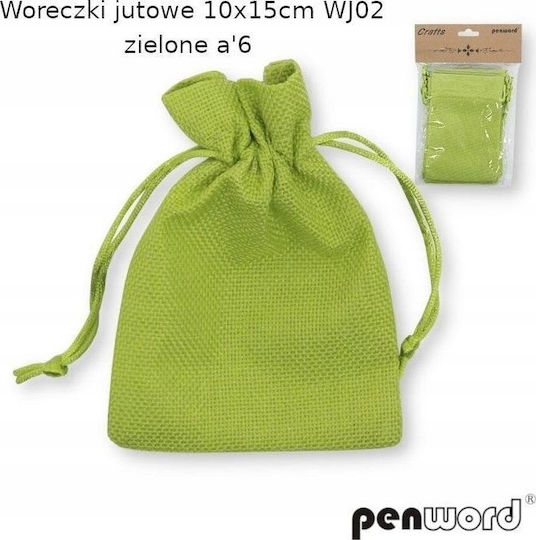 Fabric Bag for Gift Green 10x15cm. 6pcs