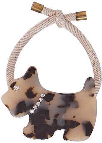 Celestino Damen Haargummi Hund Strass Beige