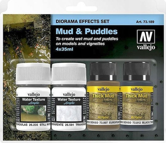 Acrylicos Vallejo Diorama Effects Modellbau Farbset Mud & Puddles 35ml 4Stück