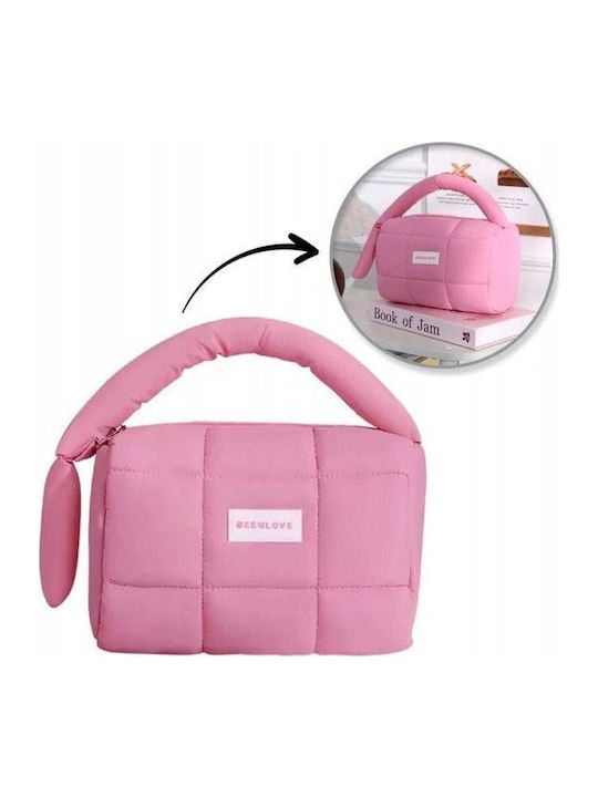 Ecarla Women's Quilted Pink Cosmetic Case Ks140r 18.5 X 12.5 X 13 Cm