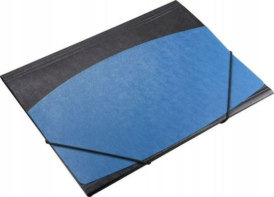Teka Dosar A4 cu Elastic Textură de Scoarță Negru-Albastru
