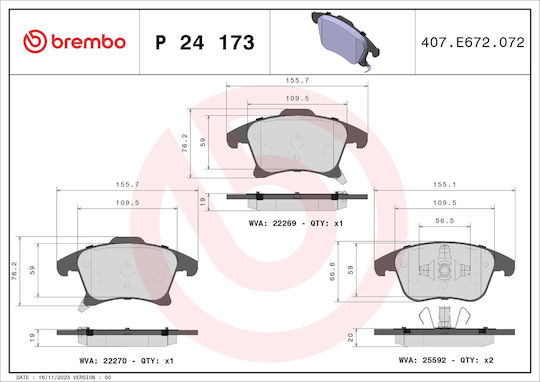 Brembo Bremsbelag Set Scheibenbremse P 24 173