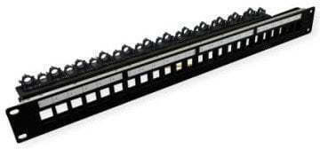 Roline Keystone Unit Frame 19'' Empty 24 Ports Shielded Latch Black