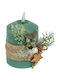 Christmas Plastic Green Battery Candle 12.5x7.5cm