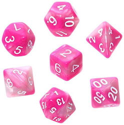 Σετ Ζαριών Rebel Rpg Δίχρωμα Ροζ-λευκά Λευκοί Αριθμοί