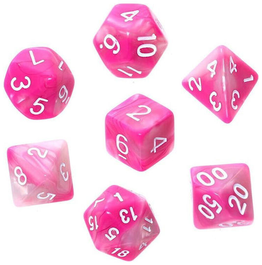 Σετ Ζαριών Rebel Rpg Δίχρωμα Ροζ-λευκά Λευκοί Αριθμοί