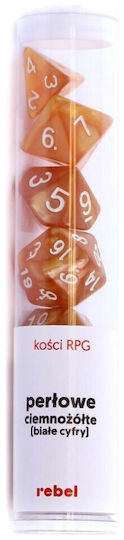 Rpg Rebel Dice Set Pearl Dark Yellow White Numbers