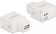 Delock Keystone Module USB Type-A Charging Port 2.1 A White Flat White USB A Terminal Female Female