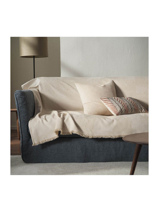 Gofis Home Zephyr Ριχτάρι Διθέσιου Καναπέ Ζακάρ 146x250εκ. Ecru 146/05