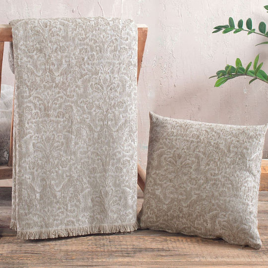 Rythmos Bianco Sofa Throw 2 Seater 2 Sides Chenille 180x240cm Beige