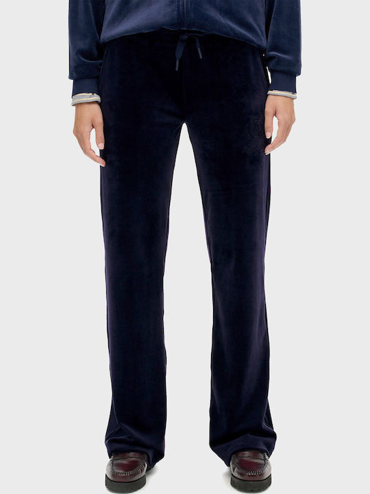 Superdry Παντελόνι Φόρμας με Λάστιχο Βελουτέ Navy