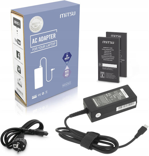 Mitsu 45w Usb-c Power Adapter Usbc 5-20v 2-3a Black Notebook