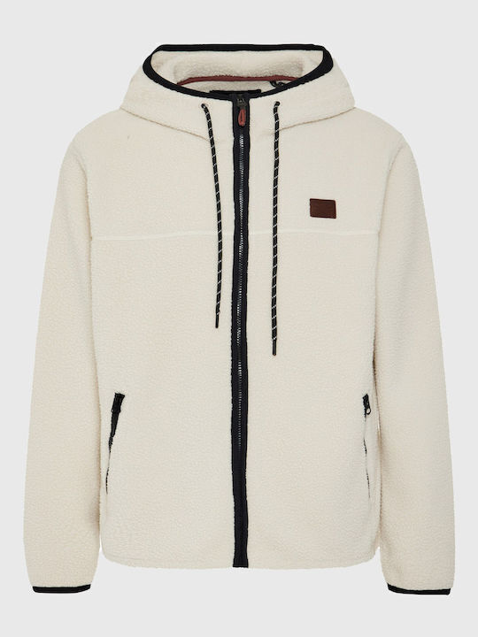 Men's Fleece Jacket Hooded White